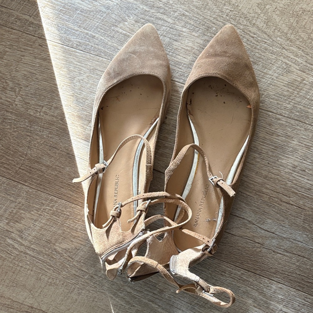 Strappy Tan Suede Women's Flats